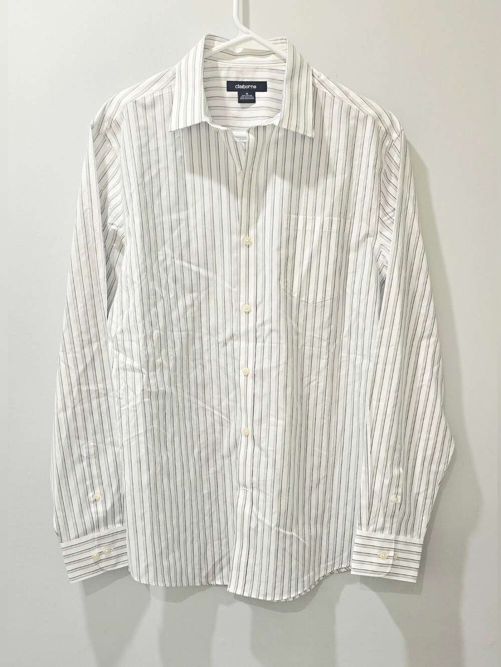 NEW! Claiborne Men's Pinstripe Long-Sleeve Button-Up Dress Shirt Size M